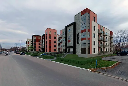 <br>Project : Housing Complex<br>Location : Longeuil, Quebec<br>Description : New construction, 102 units<br>Budget: 15 M<br>Function : Architect<br>Client : Private Developer<br>